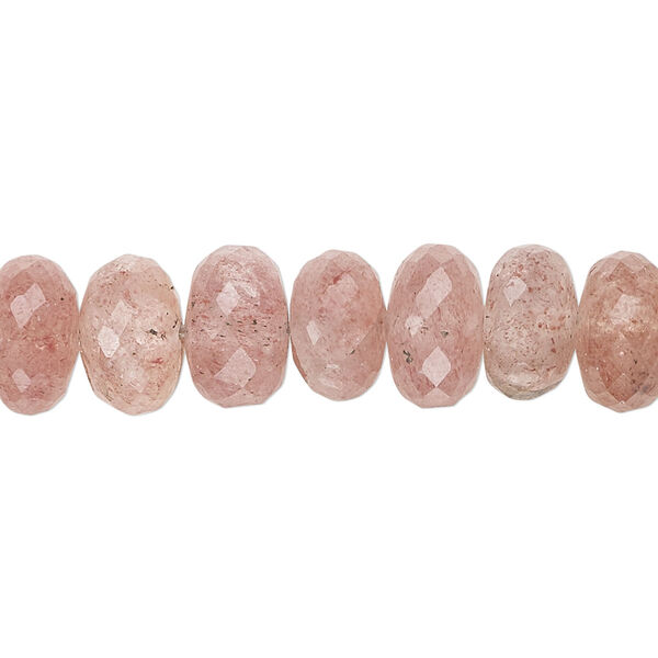 Strawberry quartz 1pkg1, hand-cut faceted rondelle bead natural 14 inch 10x6mm-12x7mm image number 0