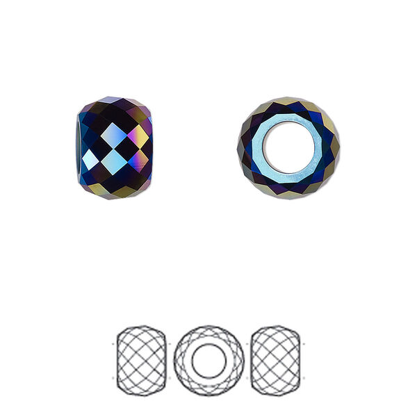 Bead 1pk jet shimmer 2X, Crystal Passions® 11x7.75mm briolette XXL hole 5043 image number 0