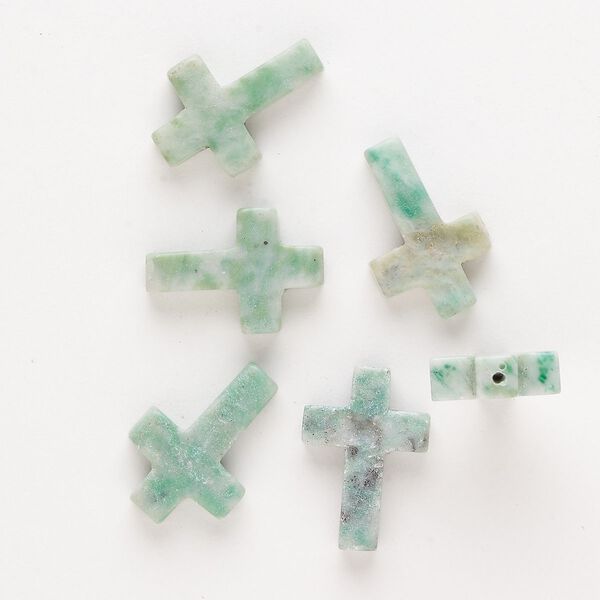 Ching hai "jade" 1pkg6, half-drilled cross drop natural 21x14mm-25x18mm image number 0