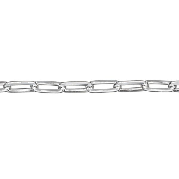 Chain, anodized aluminum, silver, 3.7mm paperclip. Sold per pkg of 25 feet. image number 0