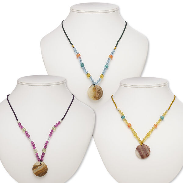 Italian "onyx" / multi-gemstone / acrylic 1pkg3, round necklace continuous 20-24 inch mix 29-30mm image number 0