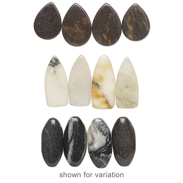 Onyx marble / multi-gemstone / glass 3pkg3-5, mixed shape drop mix 16x12mm-40x25mm image number 0