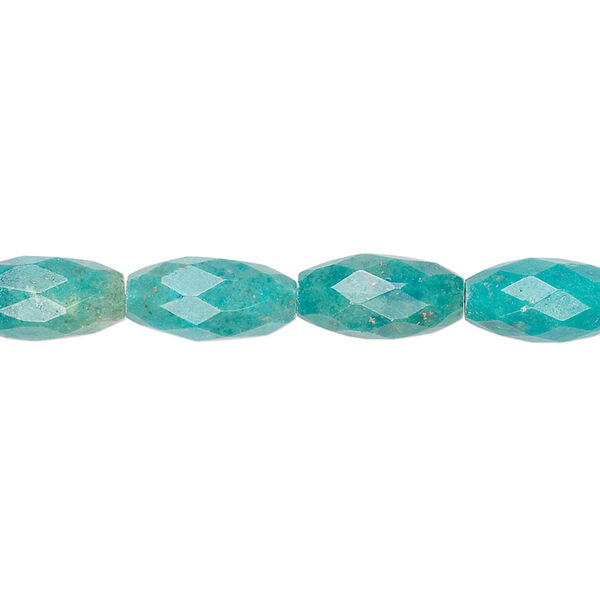 Bead, turquoise (dyed / stabilized), 12x6mm faceted oval, B grade, Mohs hardness 5 to 6. Sold per 15" to 16" strand. image number 0