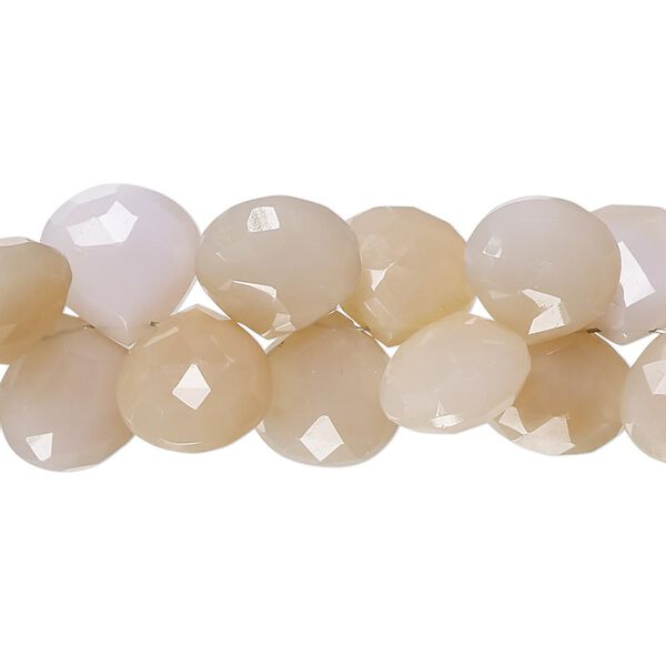 Purple chalcedony / peach chalcedony 1pkg1, hand-cut top-drilled faceted puffed teardrop bead 8 inch 10-11mm image number 0