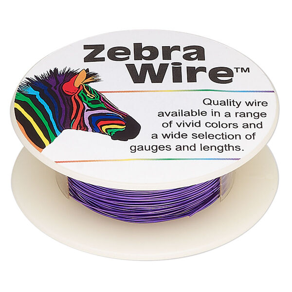 Wire, Zebra Wire™, color-coated copper, violet, 26 gauge. Sold per 30-yard spool. image number 0