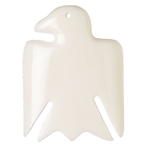 Focal, bone (bleached), 45x35mm hand-cut single-sided bird, Mohs hardness 2-1/2. Sold individually. image number 0
