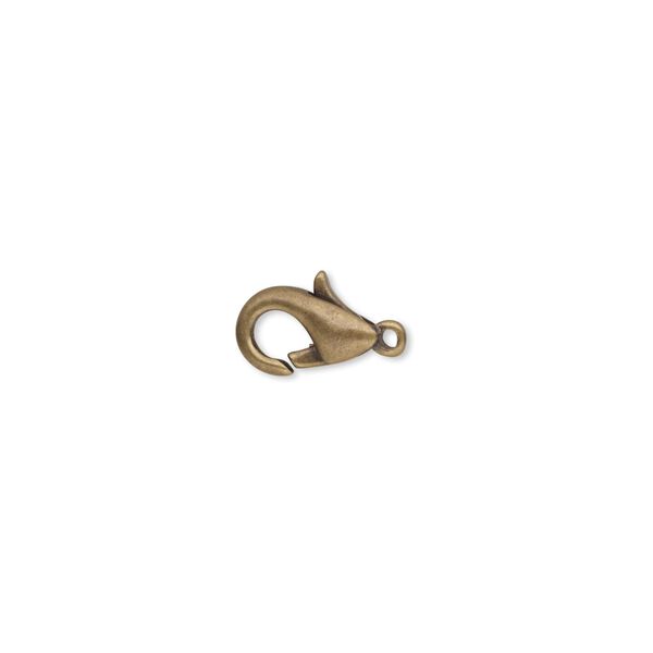 Clasp, lobster claw, antique gold-plated brass, 10x6mm with closed loop. Sold per pkg of 100. image number 0