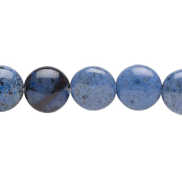 Sunset dumortierite 1pkg1, puffed flat round bead natural 8 inch 12mm image number 0