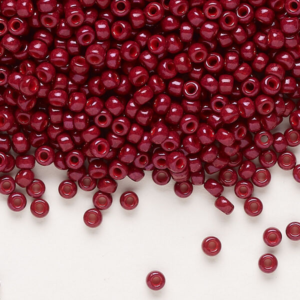 Seed bead, Miyuki, glass, pkg/50g, #8 rocaille, opaque outside dyed maroon, (RR-1464). image number 0