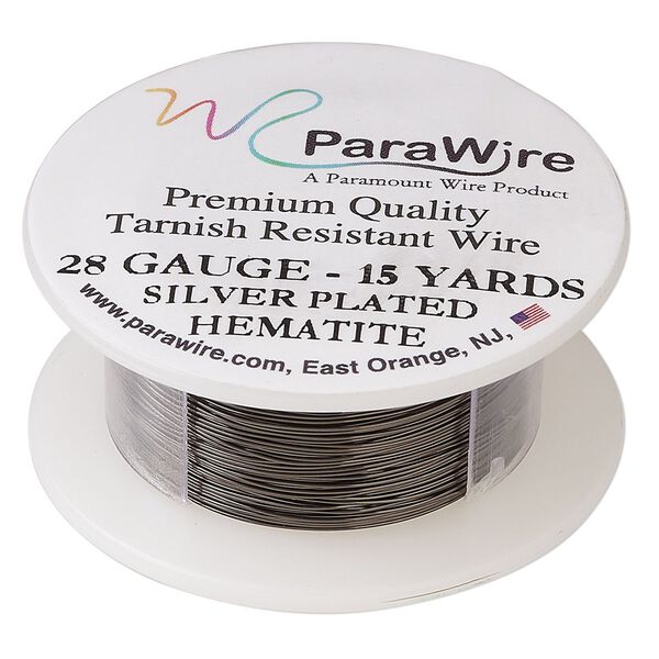 Wire, ParaWire™, enameled copper, hematite, round, 28 gauge. Sold per 15-yard spool. image number 0