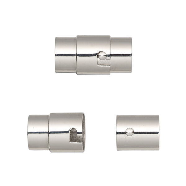 Clasp, magnetic, stainless steel, 18x9.5mm locking round tube with glue-in ends. Sold individually. image number 0