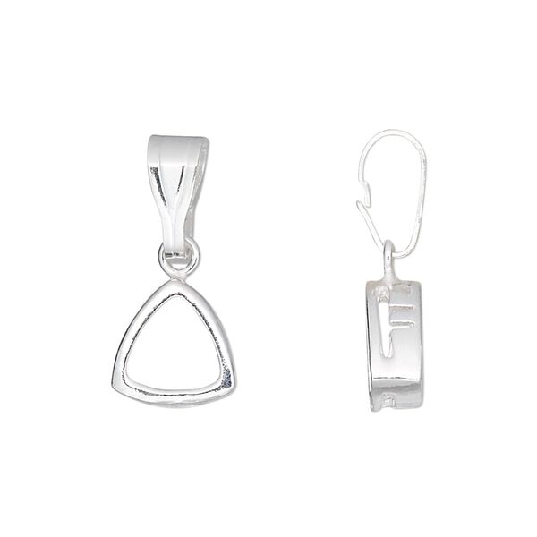 Pendant, sterling silver, smooth trillion, 10mm, 8mm trillion setting. Sold individually. image number 0