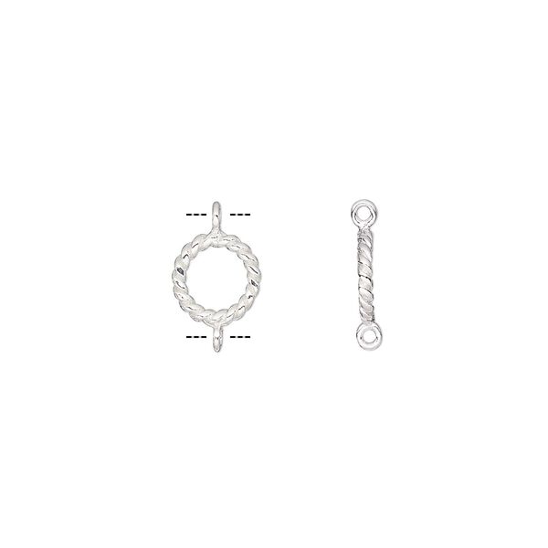 Link, sterling silver, 8mm twisted round. Sold per pkg of 2. image number 0