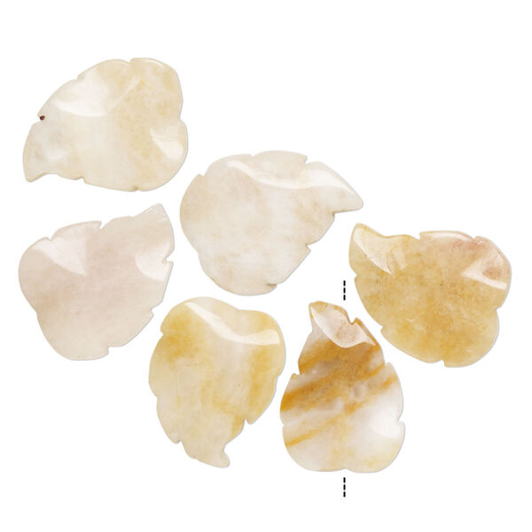 Peach aventurine 1pkg6, leaf bead natural mix 36x27mm-40x30mm image number 0