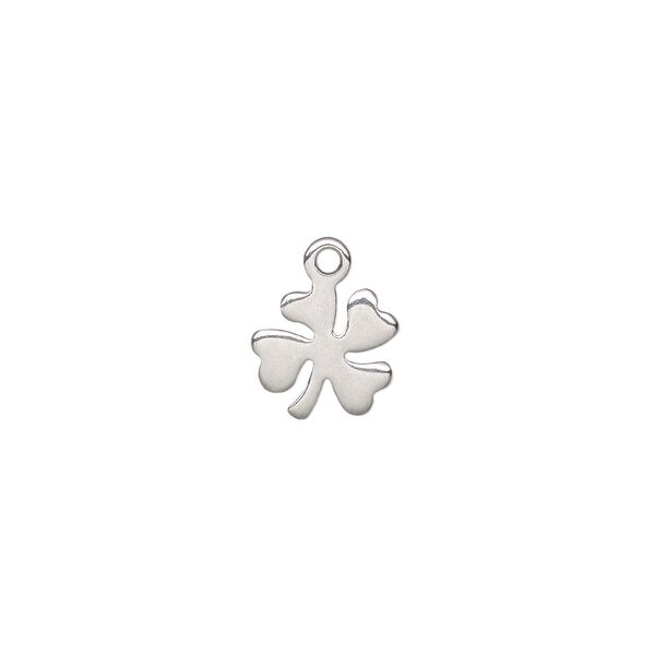 Charm, stainless steel, 8.5x8.5mm double-sided clover. Sold per pkg of 10. image number 0
