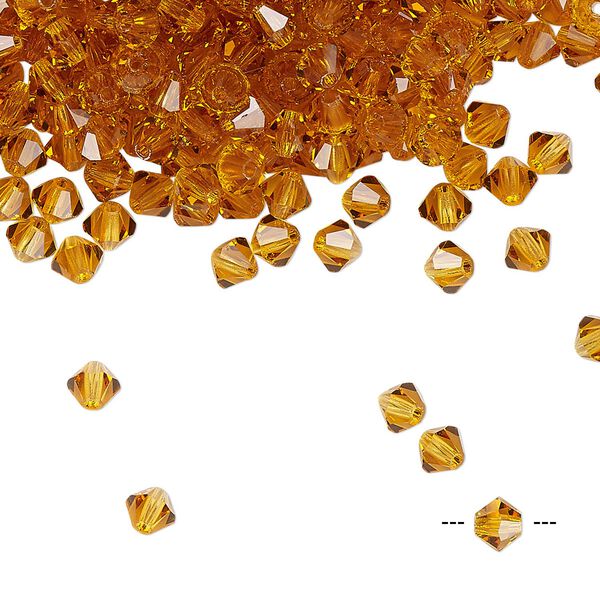 Bead 48pk topaz, Preciosa Czech crystal 4mm bicone image number 0