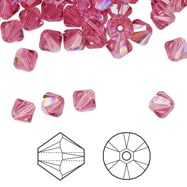 Bead 24pk rose shimmer, Crystal Passions® 6mm bicone 5328 image number 0