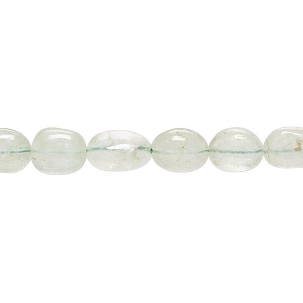 Green beryl 1pkg1, hand-cut pebble bead natural 15 inch medium image number 0