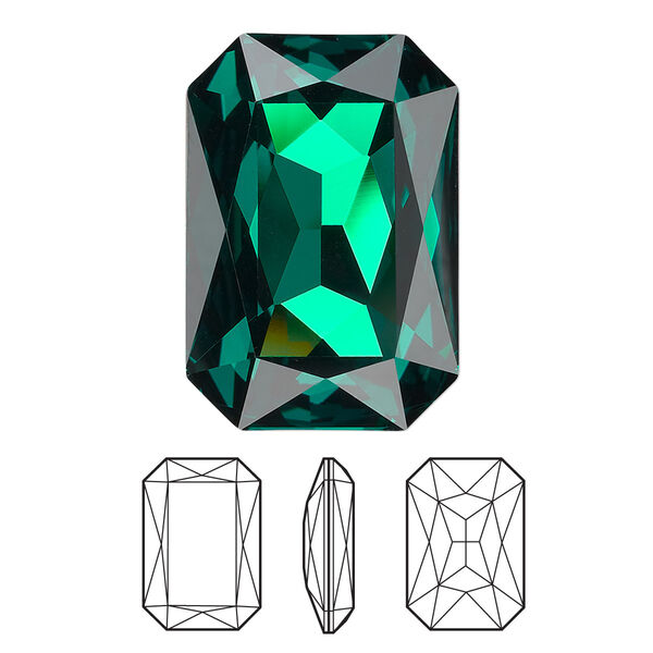 Fancy stone 24pk emerald foil back, Swarovski® 27x18.5mm emerald cut 4627 image number 0