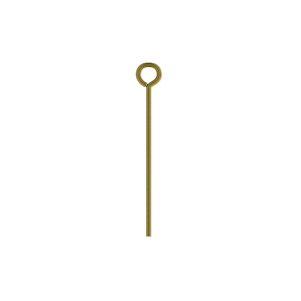 Eye pin, antique brass-plated steel, 1 inch, 21 gauge. Sold per pkg of 500. image number 0