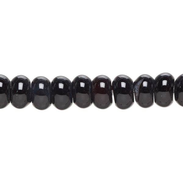 Black agate 1pkg1, rondelle bead 15.5-16 inch 7x4mm-8x5mm image number 0