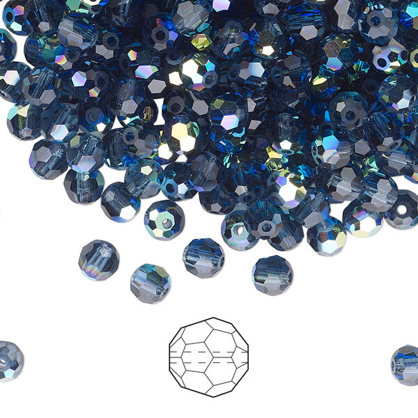 Bead 144pk Montana AB, Preciosa Czech crystal 4mm round image number 0