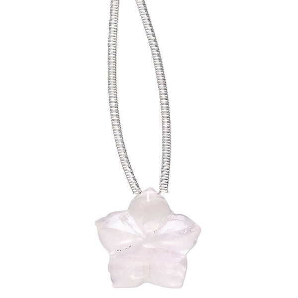 Rose quartz 1pkg1, hand-cut top-drilled 2-sided carved flower bead natural B grade, 16x16mm image number 0