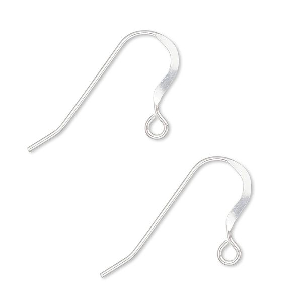 Ear wire, sterling silver-filled, 16mm flat fishhook with open loop, 21 gauge. Sold per pkg of 100 pairs. image number 0