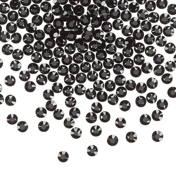 Flat back, Dance With Me™ crystal hotfix rhinestone, jet, foil back, 2.7-2.9mm rose, SS10. Sold per pkg of 144 (1 gross). image number 0