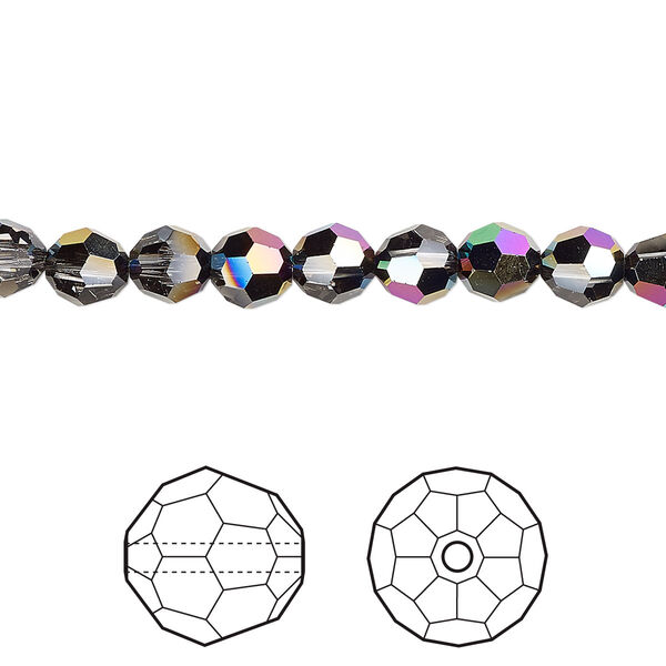 Bead 12pk crystal scarabaeus green, Crystal Passions® 6mm round 5000 image number 0