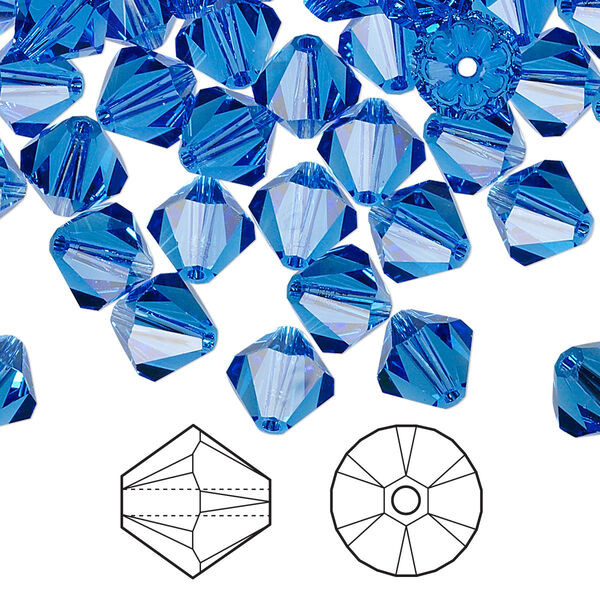 Bead 288pk sapphire, Swarovski® 8mm XILION bicone 5328 image number 0