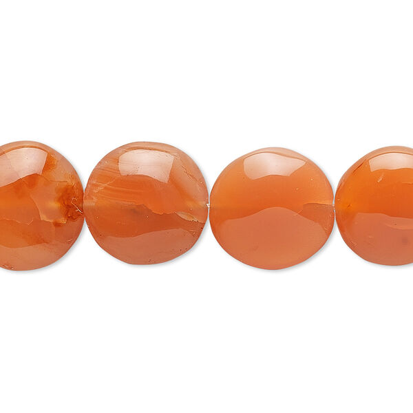 Carnelian 1pkg1, hand-cut flat round bead 15.5-16 inch 13mm image number 0