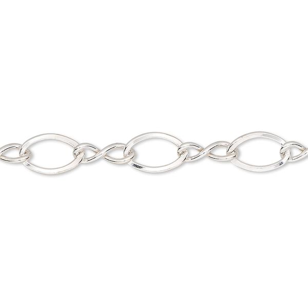 Chain, sterling silver, 6mm flat figure 8. Sold per pkg of 5 feet. image number 0