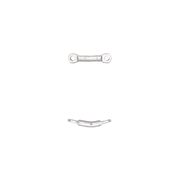 Link, silver-plated brass, 22x4mm diamond-cut curved bar. Sold per pkg of 10. image number 0