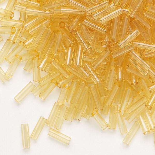 Bead, Preciosa Ornela Czech glass, bugle bead, pkg/50g, 1/4 inch, transparent light topaz, (10020). image number 0