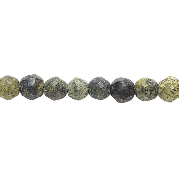 Russian serpentine 1pkg1, hand-faceted round bead natural 8 inch 6-7mm image number 0