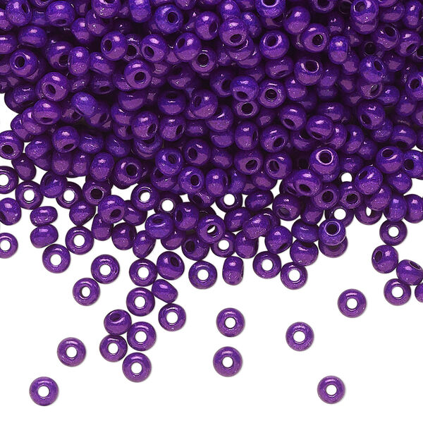 Seed bead, Preciosa Ornela Czech glass, pkg/500g, #8 rocaille, opaque terra intensive dyed violet chalkwhite, (16A28). image number 0