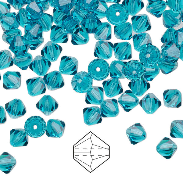 Bead 24pk blue zircon, Preciosa Czech crystal 5mm bicone image number 0