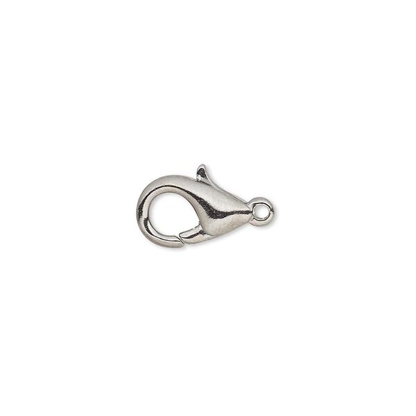 Clasp, lobster claw, gunmetal-plated brass, 13x8mm. Sold per pkg of 100. image number 0