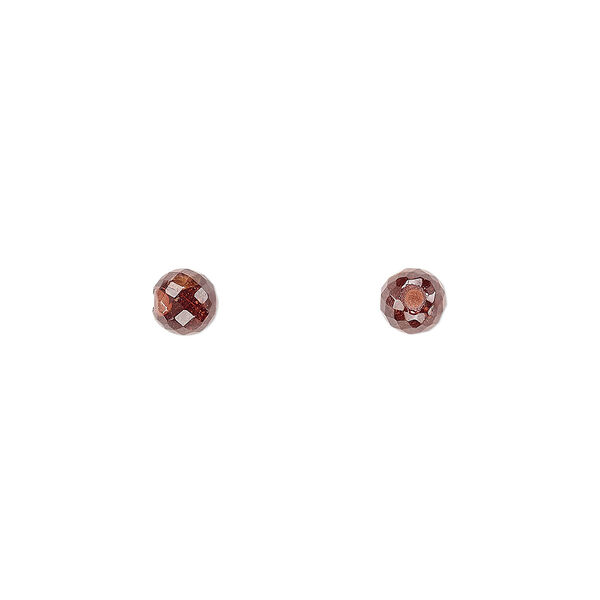 Garnet 1pkg2, half-drilled faceted round bead natural 4mm image number 0