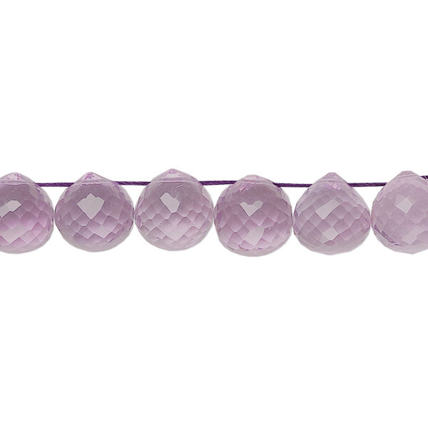 Amethyst 1pkg10, hand-cut top-drilled faceted teardrop bead natural 8x7mm-9x9mm image number 0