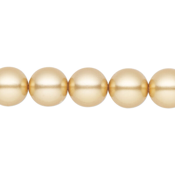 Pearl 10pk gold, Preciosa Czech crystal 10mm round image number 0