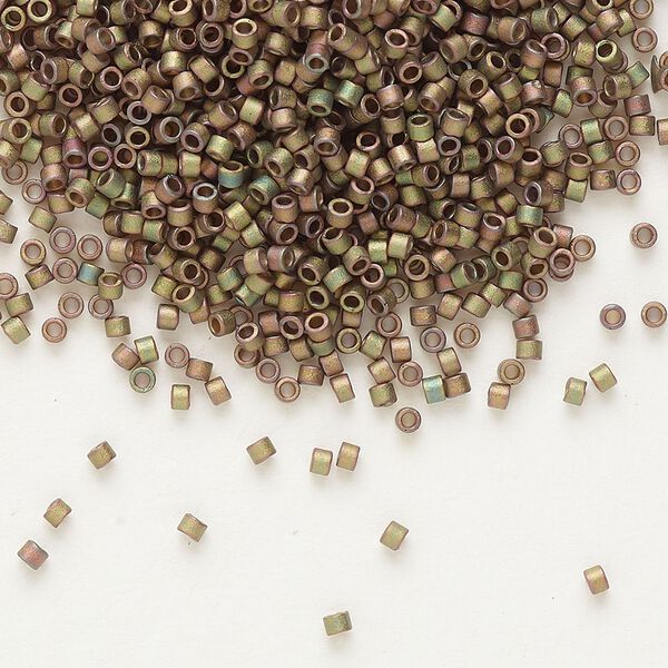 Seed bead, Delica®, glass, pkg/250g, #11 round, opaque matte rainbow bronze (DB-0380). image number 0