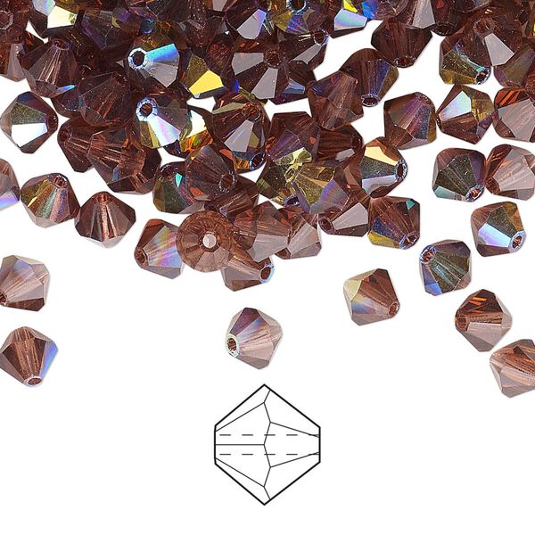Bead 24pk light burgundy AB, Preciosa Czech crystal 5mm bicone image number 0