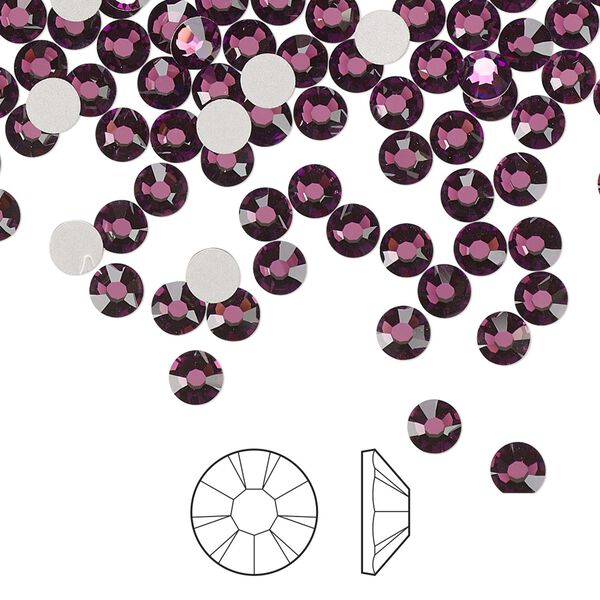 Flat back 144pk amethyst foil back, Preciosa MAXIMA Czech crystal rhinestone 3.8-4mm chaton rose round SS16 image number 0
