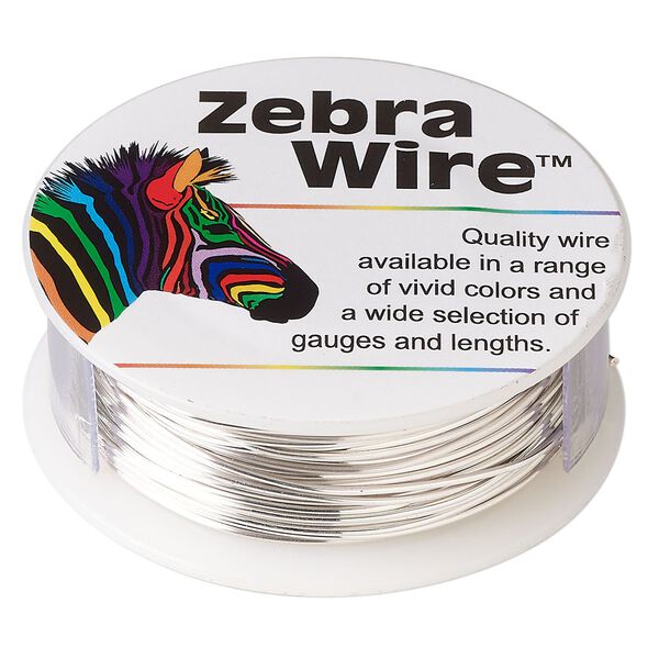 Wire, Zebra Wire™, silver-plated copper, round, 20 gauge. Sold per 1/4-pound spool, approximately 26 yards (24 meters). image number 0