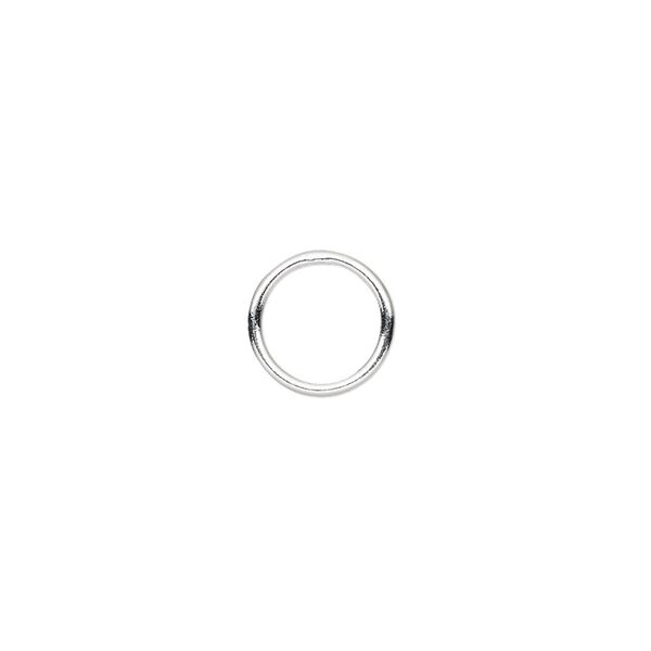 Jump ring, sterling silver, 10mm soldered round, 8mm inside diameter, 18 gauge. Sold per pkg of 10. image number 0