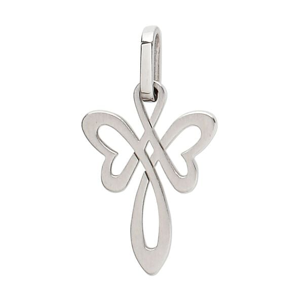 Pendant, stainless steel, 28x18mm flower cross. Sold individually. image number 0