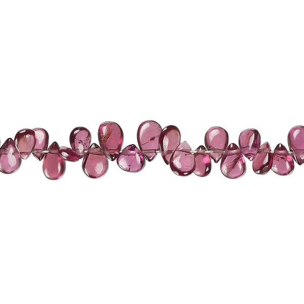 Rhodolite garnet 1pkg1, hand-cut top-drilled puffed teardrop bead natural 14 inch 5x3mm-10x5mm image number 0