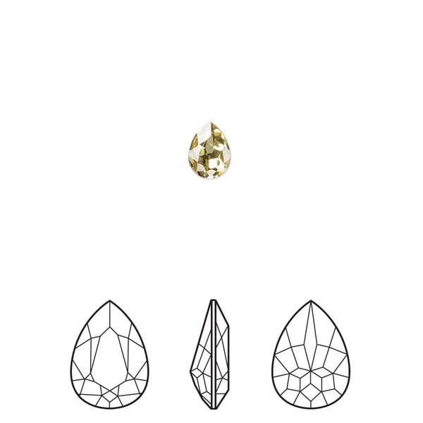 Fancy stone 2pk dark jonquil foil back, Crystal Passions® Regenerated 6x4mm pear 4320 image number 0